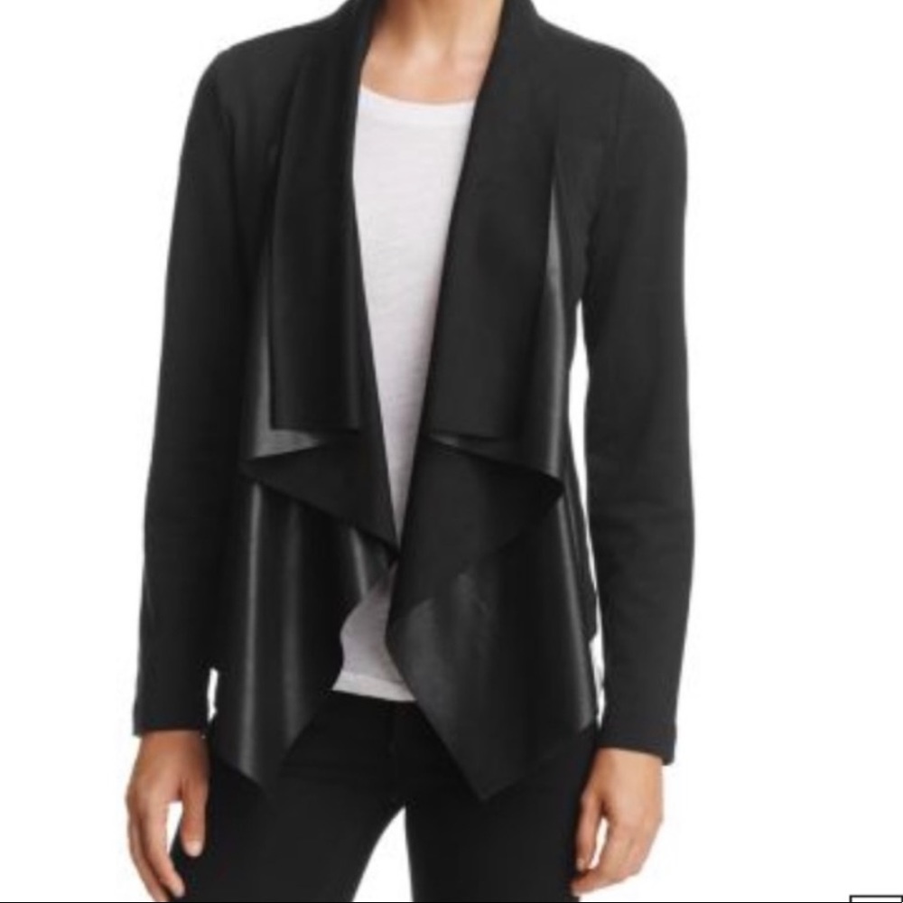 Splendid faux leather drape cardigan/jacket/sweater